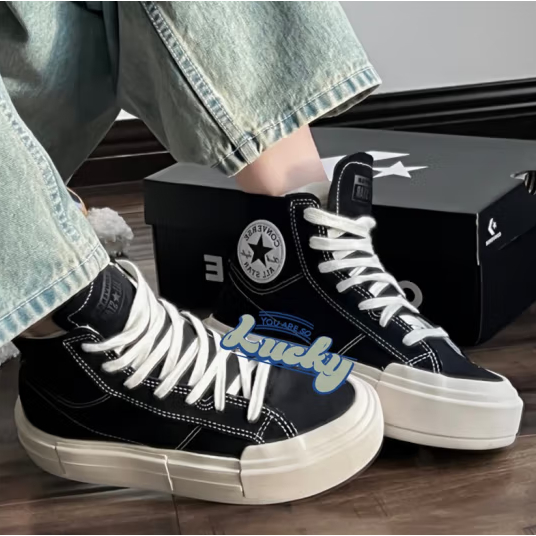 CON & 0OVERSE All Star Thick Sole 7.0 Separado Desconstruído Fundo Grosso Alto Topo Casual Lona UU Sapatos-2475
