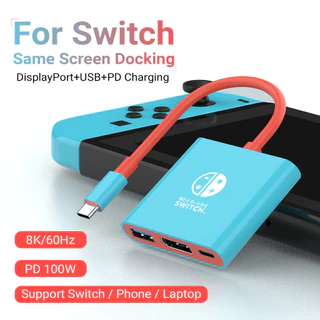 DisplayPort Switch Dock Para Nintendo , Docking Station TV , Tipo C 8K DP Hub Adaptador De Portátil De Viagem De Carregamento PD OLED/Steam
