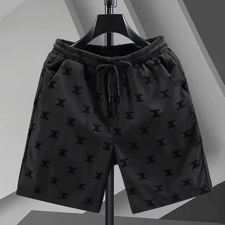 Shorts Masculinos Tridimensional Flocking Triumph C Versão Coreana Calças de Praia Shorts Casuais Masculinos