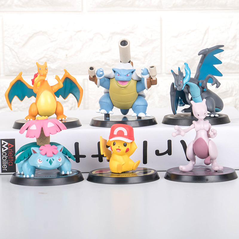 Miniaturas Pokemon - Pikachu, Blastoise, Charizard, Venusaur, Mewtwo, action figure, boneco, figura