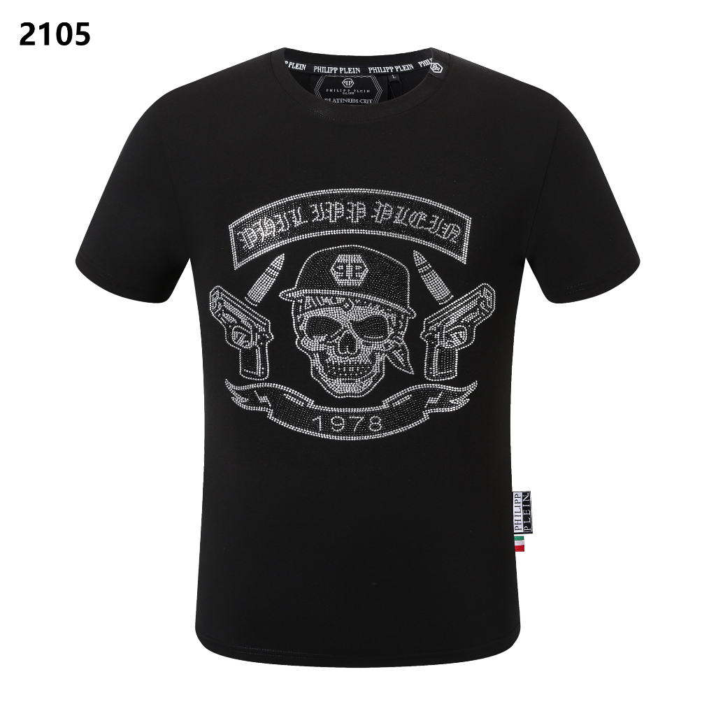 P PP P PP Plein Designer masculino Camiseta de manga curta de algodao puro Camiseta de manga curta de diamante O Neck curto de alta qualidade Camiseta de cranio Shopee Brasil