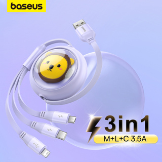 Cabo De Carregamento Retrátil Baseus Leo 3 Em 1 USB Para M + L + C 3.5A Núcleo Rápido De Dados