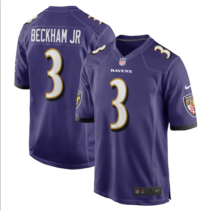 Masculino 2023NFL Baltimore Ravens Odell Beckham Jr. Roxo Aposentado Jogador Limitada Camisa Americano Futebol Jersey