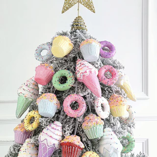 Pingente Árvore de Natal Pingente Decoração de Natal Candy Donut Cake Cup Cup Resina de Sorvete Pingente Decoração da Atmosfera