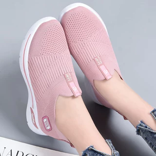 Plataforma Ortopédica Feminina Sapatos Esportivos Elásticos À Prova D'água Malha Elástica Confortável Moda Casual De Caminhada