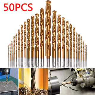 50Pcs Brocas De Cobalto Revestidas De Titânio Aço De Alta Velocidade HSS Conjunto De Ferramentas Elétricas Woodwor