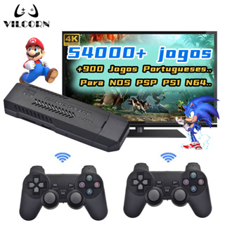 VILCORN Console De Vídeogame TV HD Game Stick 4K 256GB 54000 Retrô Portátil Jogo 50 Emuladores Para NDS PSP PS1 N64