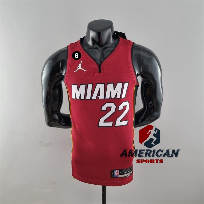 Camiseta 2023NBA Jimmy BUTLER 22 Miami Heat Basquetebol Camisa Da Borgonha Jersey