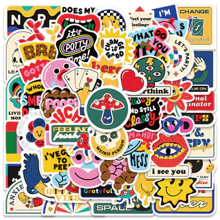 50Pcs Desenho Animado Engraçado Skate À Prova D'água Skateboarding Snowboard Retro Vinil Sticker
