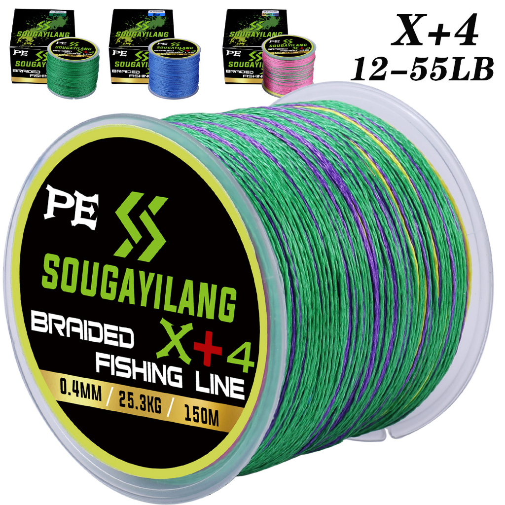 Linha Flutuante Sougayilang 4X PE De Pesca 150M Trançada Multifilamento Com Fio 5,6kg-25,3kg