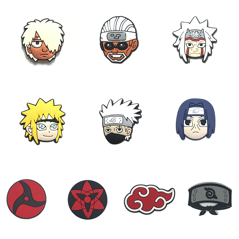 10PCS Crocs Jibbitz NARUTO Sapatos Encantados Estilos De Desenhos