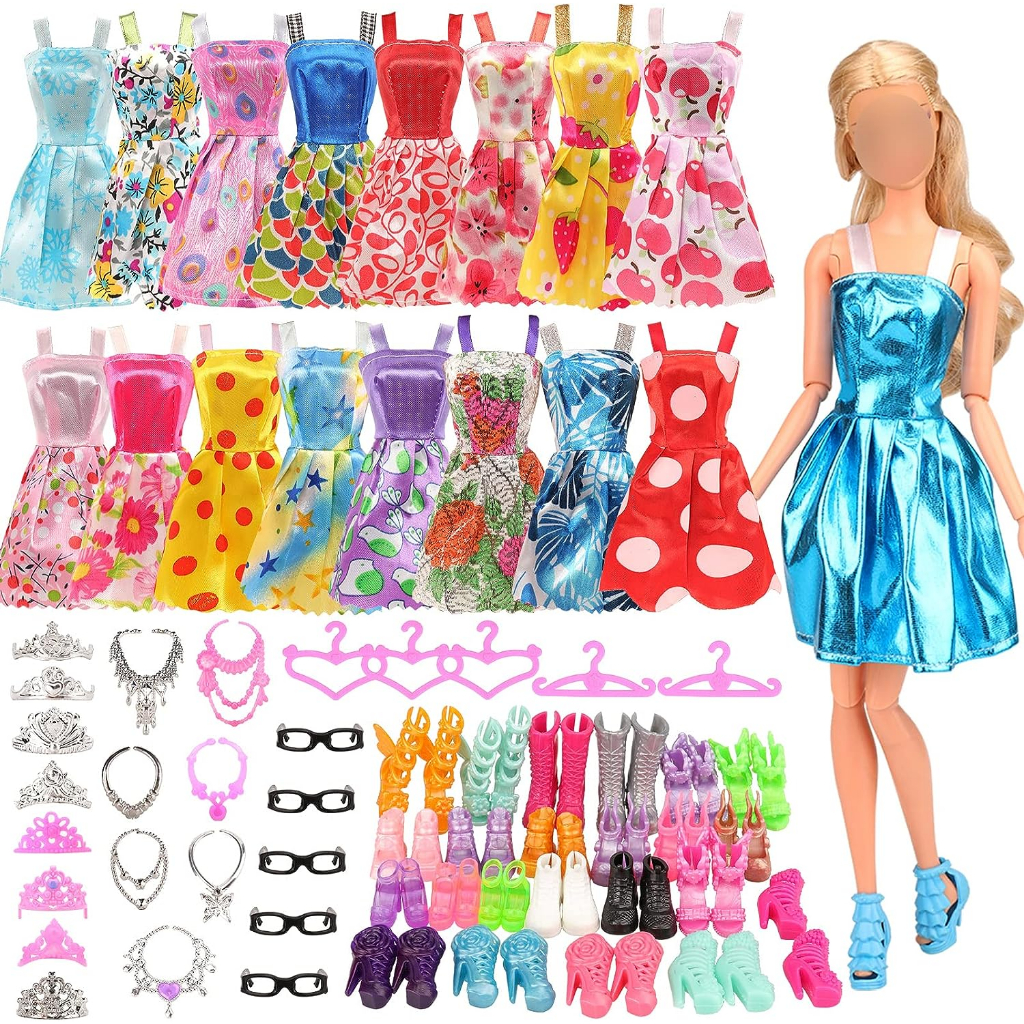 Barbies Boneca Roupas Acessórios Mini Vestido Bolsas Coroa Sapatos