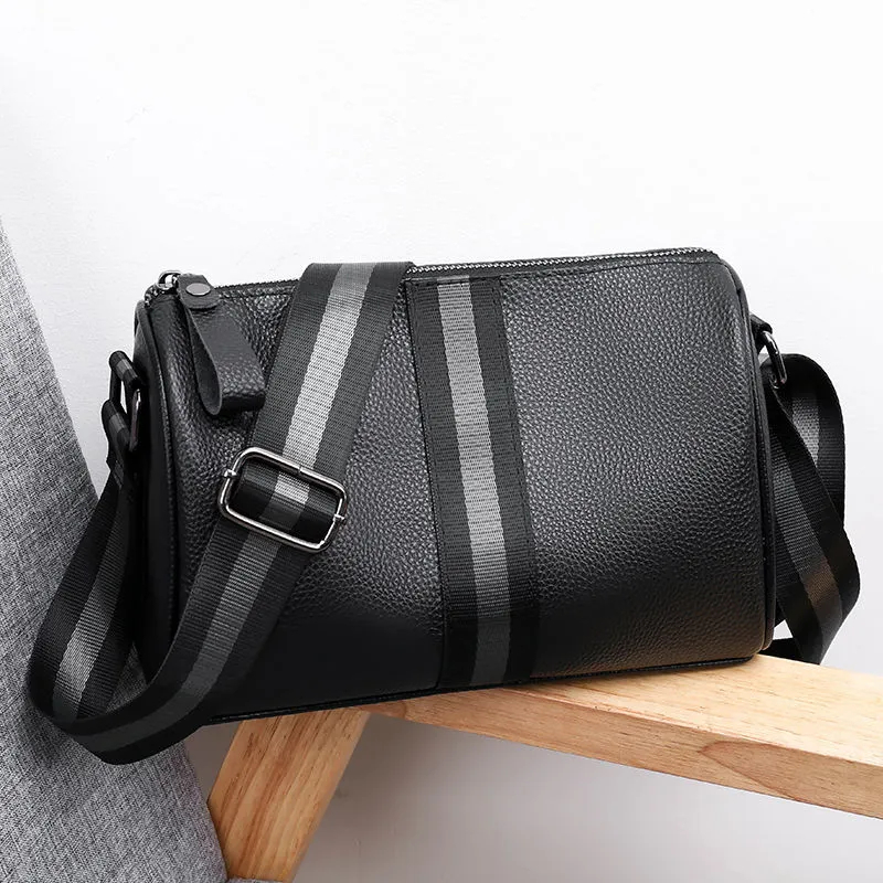 Nova Bolsa para Mensageiro Masculino de Couro Genuíno, Grande Capacidade, Bolsa de Ombro Multifuncional
