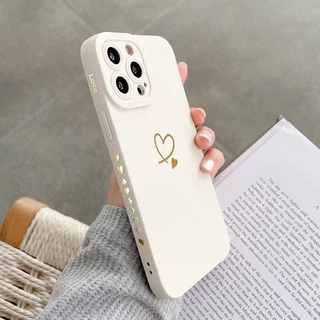 Amor Coração Macio Silicone Caso De Telefone Para iPhone 16 15 14 Pro Max 11 12 13 XR XS X 7 8 Plus SE 2020 7plus 8plus Capa Traseira À Prova De Choque