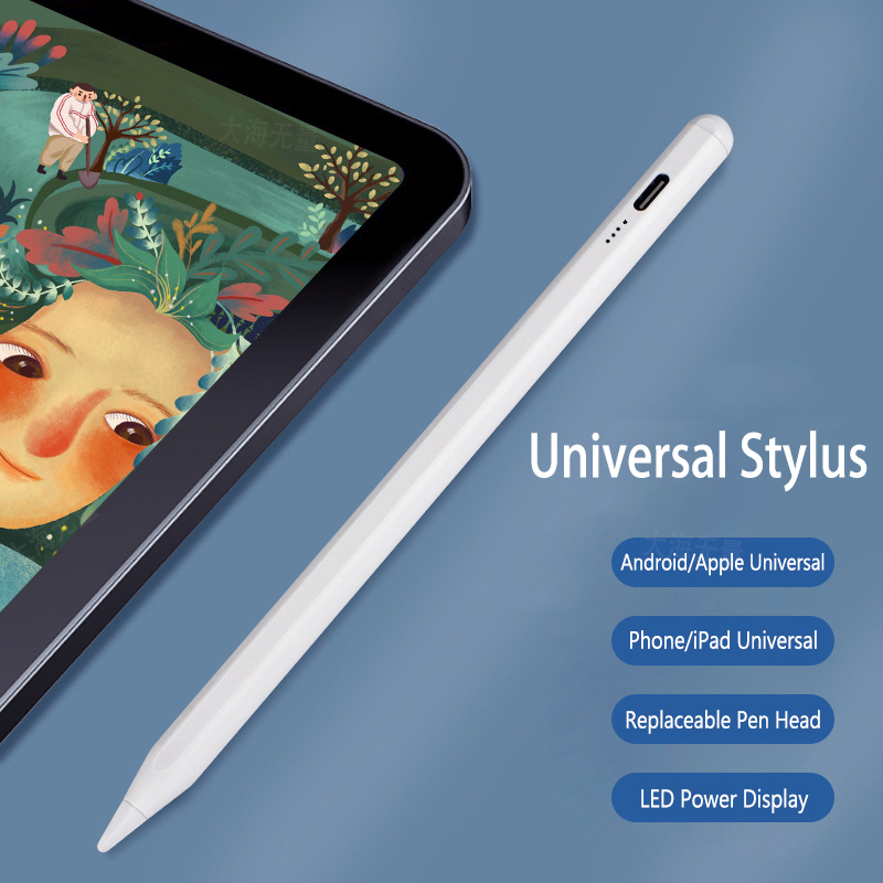 Universal Caneta Touch Screen Stylus Para iPhone iPad Capacitiva De Luz LED Substituível Cabeça Da Adequada Lápis Apple Pencil Android Xiaomi
