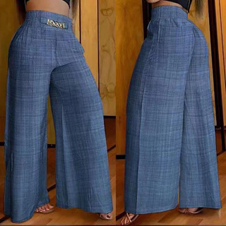 Summer Chain Decor High Waist Wide Leg Pants 2024 Spring Elegant Women Black Casual Pocket Loose Street Calças De Rua Y2k Long Pant