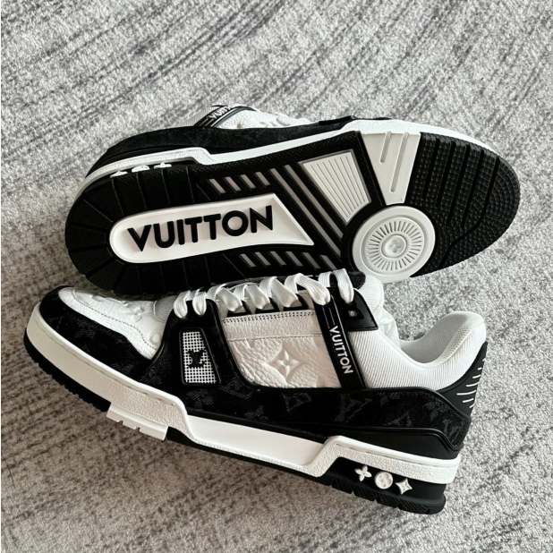 ((Estoque Pronto) Lou Vuitton Trainer Louis Tênis de Moda de Alta Qualidade Antiderrapante Homens Sapatos Casuais Mulheres Sapatos Brancos Pretos