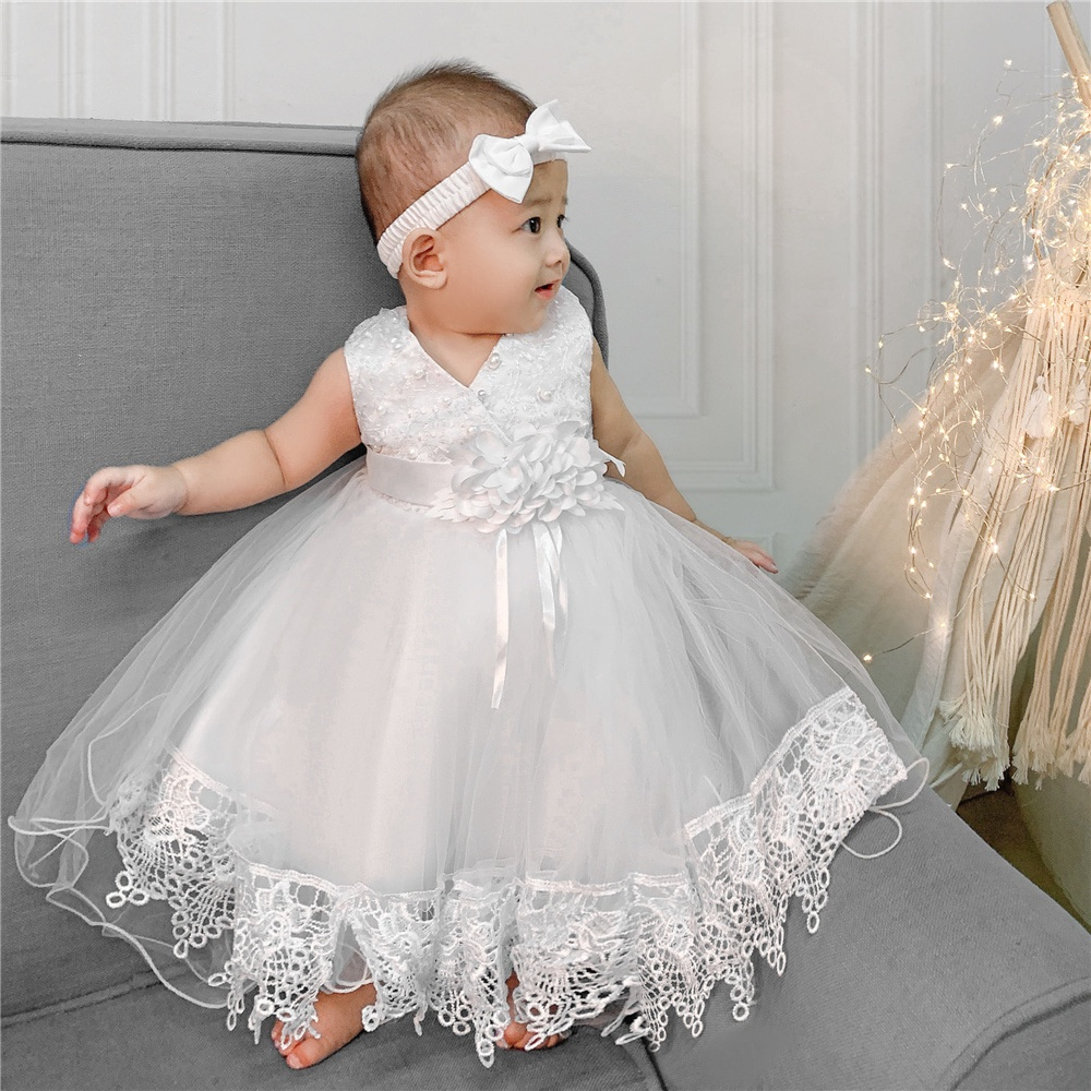 Princesa Vestido Para Batizado De Ano Vestido Branco Para Meninas