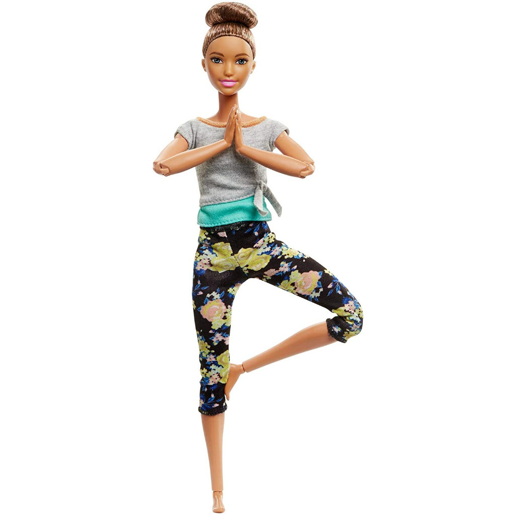 Barbie Made to Move Dolls with 22 Joints and Yoga Clothes, Floral, Blue