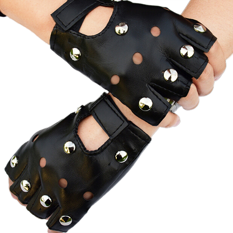 Luvas Punk Stud Rock PU Couro Joias Unissex | Shopee Brasil