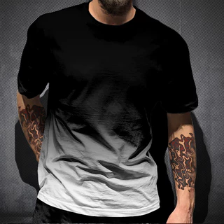 2023 Novo Estilo Influenciador Moda Influenciador Cor Sólida 3D Gradiente Cor Homens Mulheres Tendência Estilo Rua Camiseta Algodão Puro