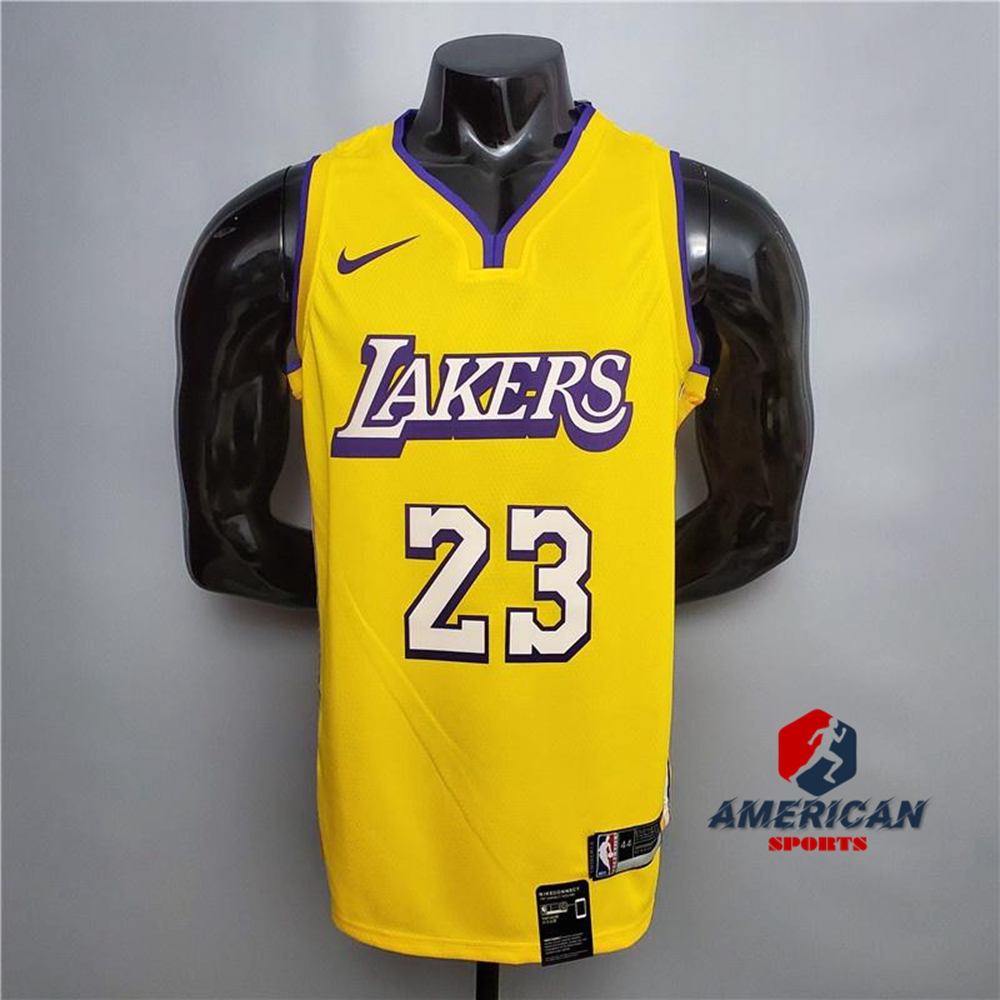 Homens Camisa 2023nba Los Angeles Lakers 23 LeBron James Camiseta de Yellow Star Basquetebol Jersey