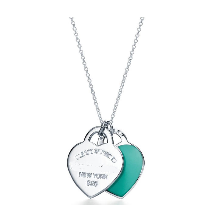 Colar Coração Feminino Esmalte Azul De Amor S925 Sterling silver clavicle Chain (Sem Estojo)