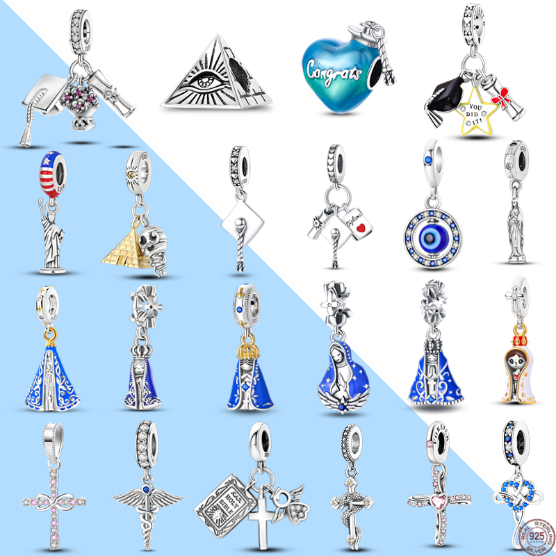 Ciondolo Piramide Egiziana In Argento Sterling 925 - Charm Con Jump Ring, Per Creazione Gioielli Fai Da Te (Non Adatto A Pandora)