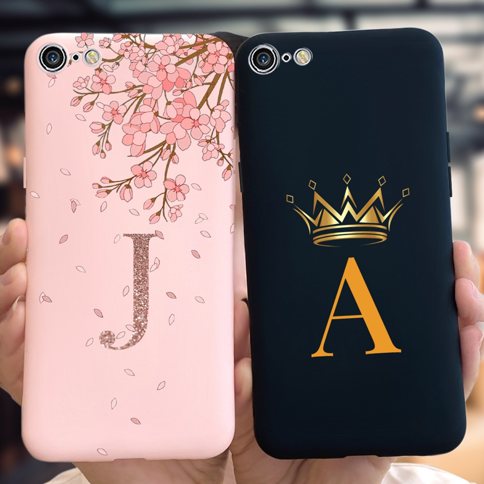 Caixa De 4,7 Polegadas Para iPhone 6 6s Luxo Com Nome Personalizado Cartas Crown Flower Capa Traseira Macia iPhone6 6 s Shell