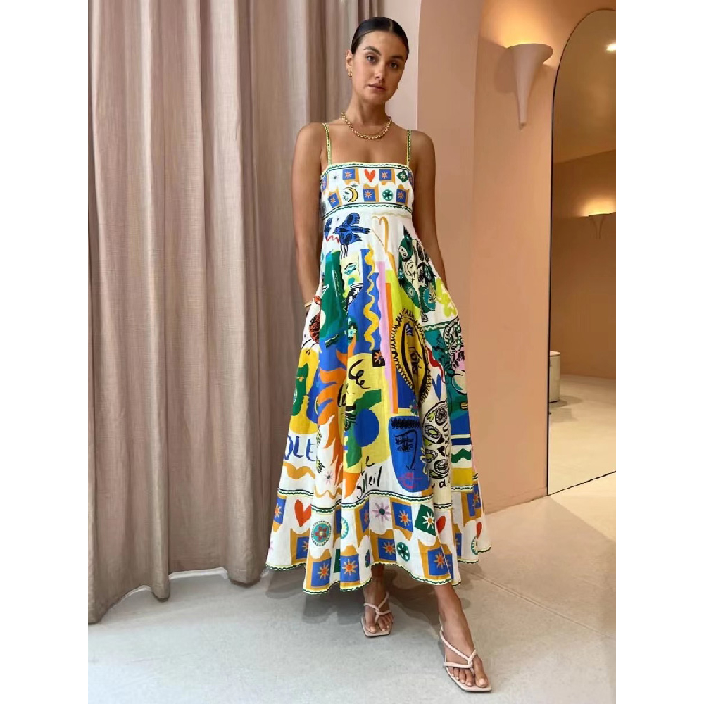 Vestido De Verão Sem Mangas ETCYY - Estampa Floral Boho, Ideal Para Praia E Férias