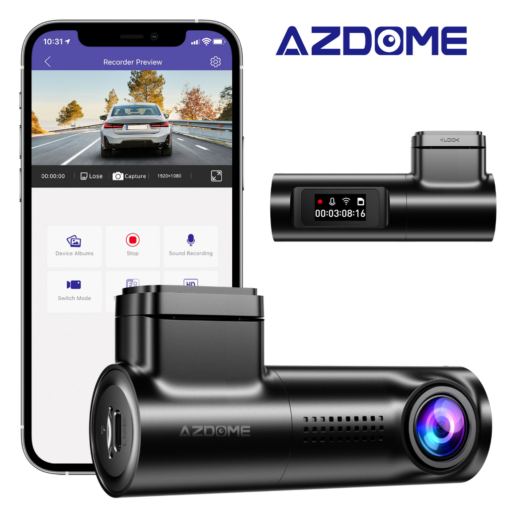 AZDOME M330 Dash Cam 1080P FHD Car Com 0,96 Polegadas Display , Support Wifi , Night Visão , Controle De Voz , Gravação De Loop , Monitoramento De Estacionamento 24 Horas