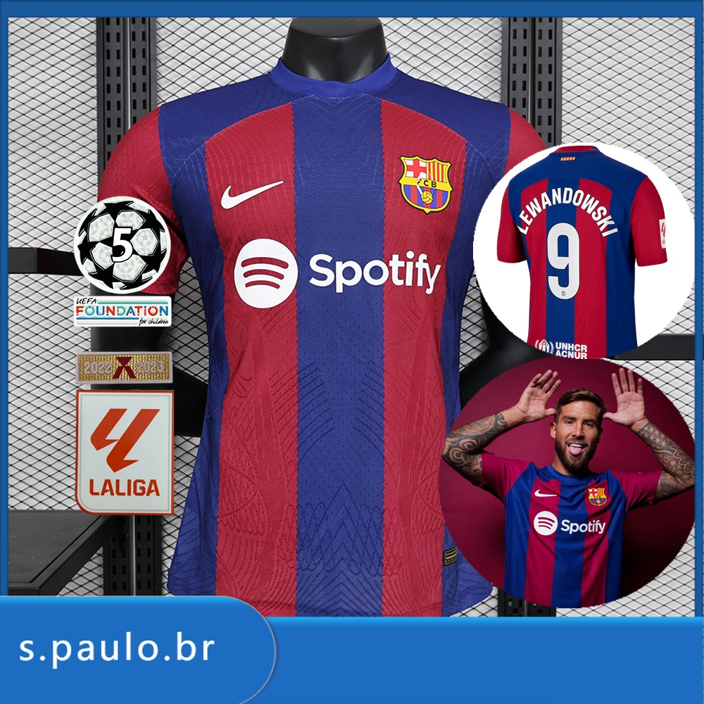 2023-24 Camisa do Barcelona I Player Verson de Futebol Versão do Jogador Camisa
