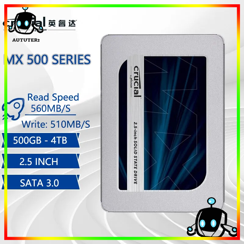 Crucial MX500 Ssd 2TB Unidade Hdd 2.5 Disco Rígido Interno 500gb Sata Para Notebook 240gb 1tb 512gb 128gb 256gb 2T