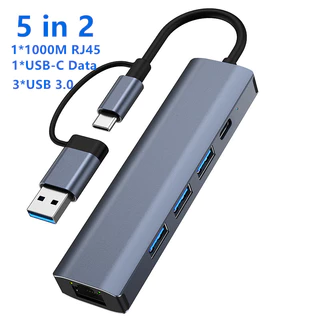 Adaptador USB-A/c 1000Mbps RJ45 Tipo 3.0 HUB Estação De Acoplamento Multi-Portas Para Mac Laptop Computer Phone