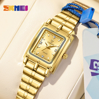 SKMEI Relógio feminino pequeno quadrado quartz de prova d