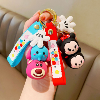 Desenho Animado Animação Mickey Minnie Jenga Keychain Chaveiro Criativo Doll Backpack Pendant De Carro Presente De Festa De Brinquedos Para Crianças
