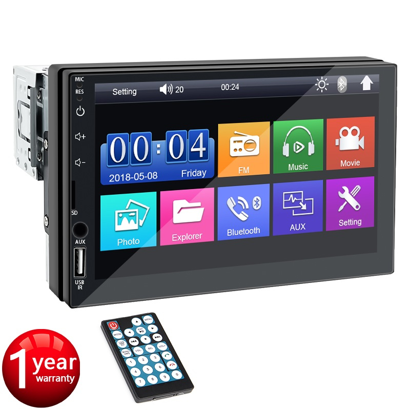 Central Multimídia Carplay 7 Polegadas 1 Din MP5 Bluetooth Mirrorlink ...