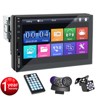 Rádio Automotivo Multimídia MP5 Player Bluetooth 1 Din 7 Polegadas USB/AUX/TF Mirrorlink Com Tela De Toque