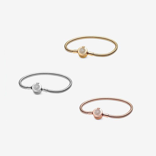 925 Bracelete Feminina Em Forma De Coroa De Prata Esterlina