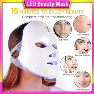 Carga USB 7colores Máscara Facial LED Terapia Com Fótons Rejuvenescimento Da Pele Anti-Rugas Acne Remoção De Cuidados A Brilhante