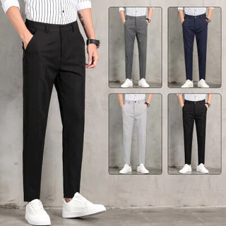Nova Calça Formal De Fato De Escritório Para Homens Não Alongável Slim Fit Trabalho Casual Preta Longa