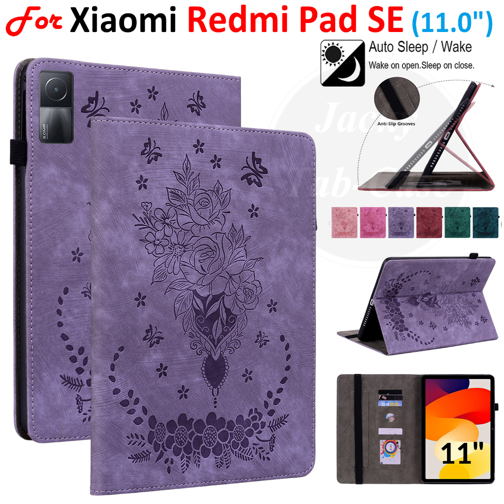 Para Xiaomi Redmi Pad SE 11.0 " 2023 Moda 3D Flor PU Estojo De Couro RedmiPad 10.61 " Tampa Flip Stand