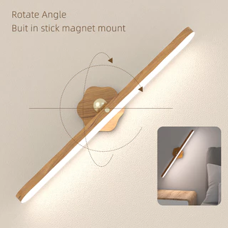 Luz De LED De Noite De Madeira Espelho Frontal De Preenchimento Parede Magnética USB TYPE-C Recarregável Portátil Para Quarto luz do armário Luz de gaveta Interruptor De Toque Da Lâmpada De Cabeceira Rotação ajustável de 360° iluminação ambiente