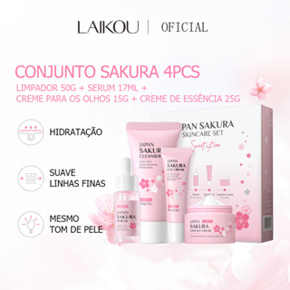 LAIKOU Sakura 4pcs Skin Care Set Lighten Blemishes Soro Hidratante Fade Creme Para Olhos De Círculo Escuro