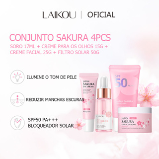 LAIKOU 4 Peças Creme Removedora De Rejuvenescimento Do Protetor Solar Sakura SPF50