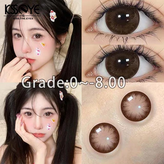 【 Graded Lens 】 ksseye 2PCS/pair Preto Marrom Grande Diâmetro Olhos De Boneca 14,5mm Uso Anual Natural Graduado 0 ~-8,00 Lentes De Contato Suaves