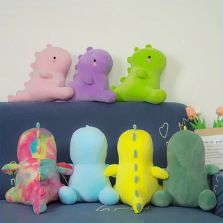 Novo Estilo De Dinossauro Colorido , Brinquedo De Pelúcia De Boneca Fofo , Sentado Macio Dino Plushie Pequeno Desenho An