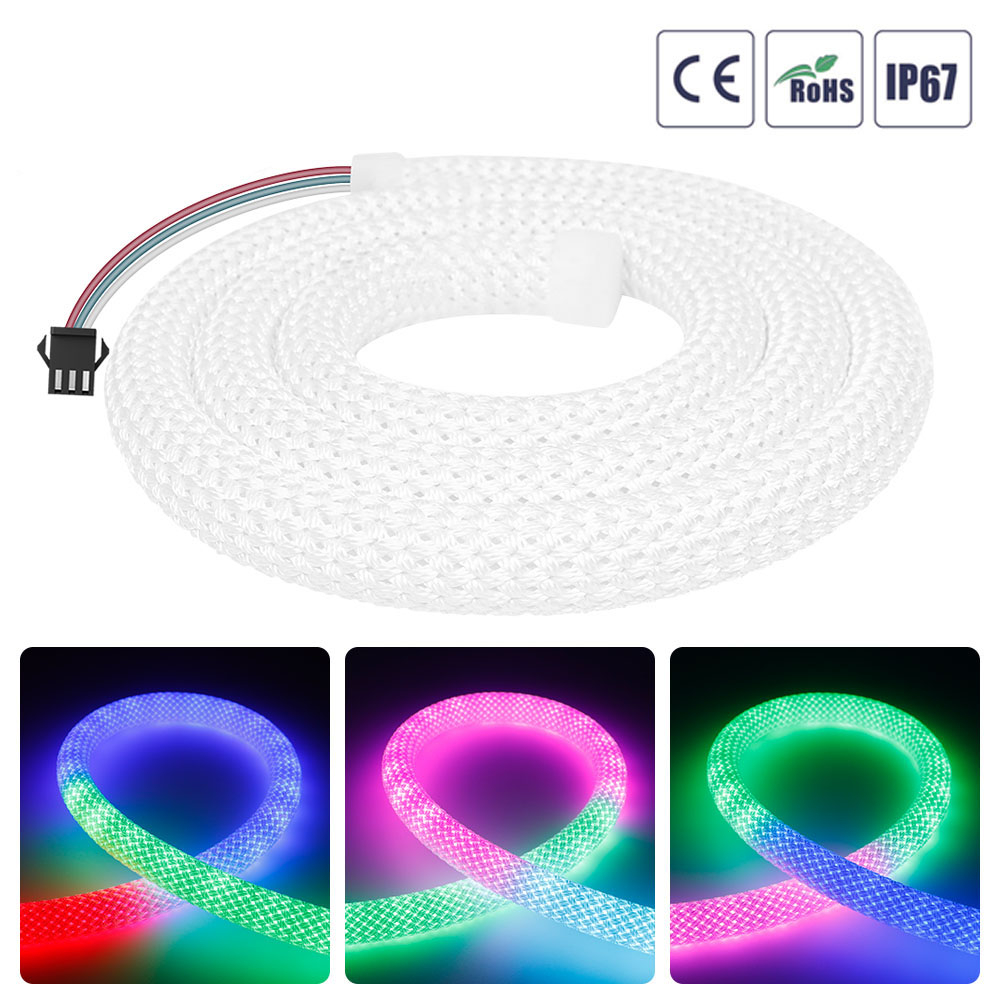 Striscia al Neon 5M 360 ° reticolo rotondo modello LED tubo lampada a nastro 12V 24V corda a nastro flessibile ad alta densà natura calda bianco freddo  39