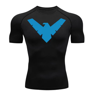 Camisa De Compressão De Asa Noturna Camiseta De Manga Curta Para Homens Esportiva De fitness top Respirável