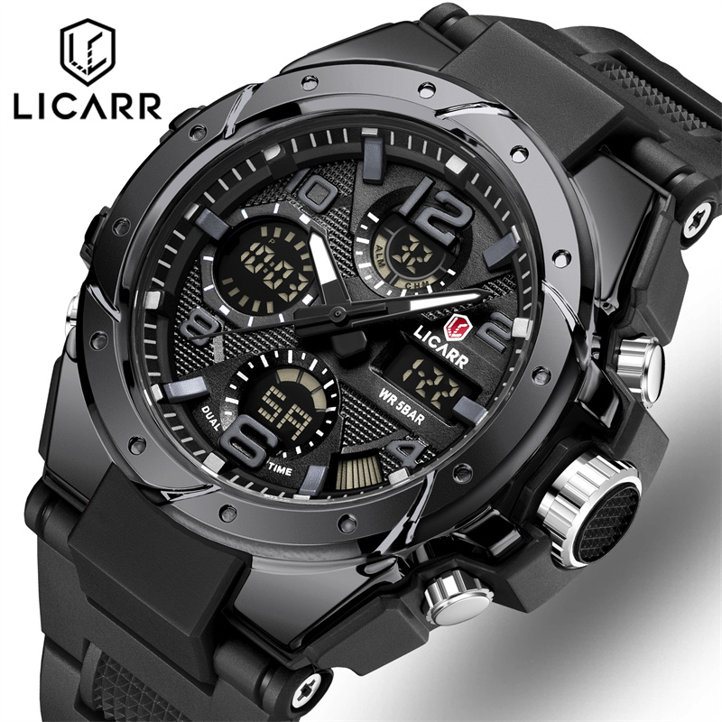 LICARR Marca Original Relógio Masculino De Moda Digital Esportivo À Prova D'água Relógios Masculinos Casual Stopwatch Data Militar 9515